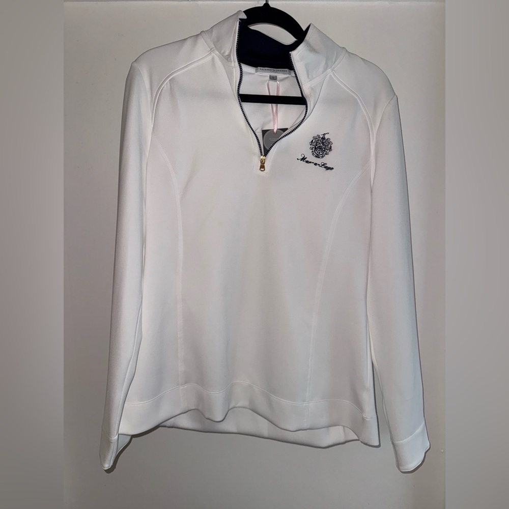 NWT Mar a Lago Women’s Quarter-Zip Pullover Fairway & Greene White Blue
